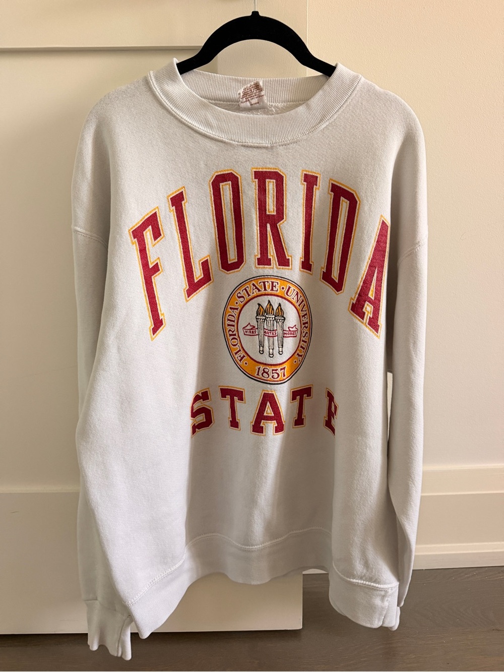 Vintage Florida State White Crewneck Sweatshirt with Garnet & Gold Lettering